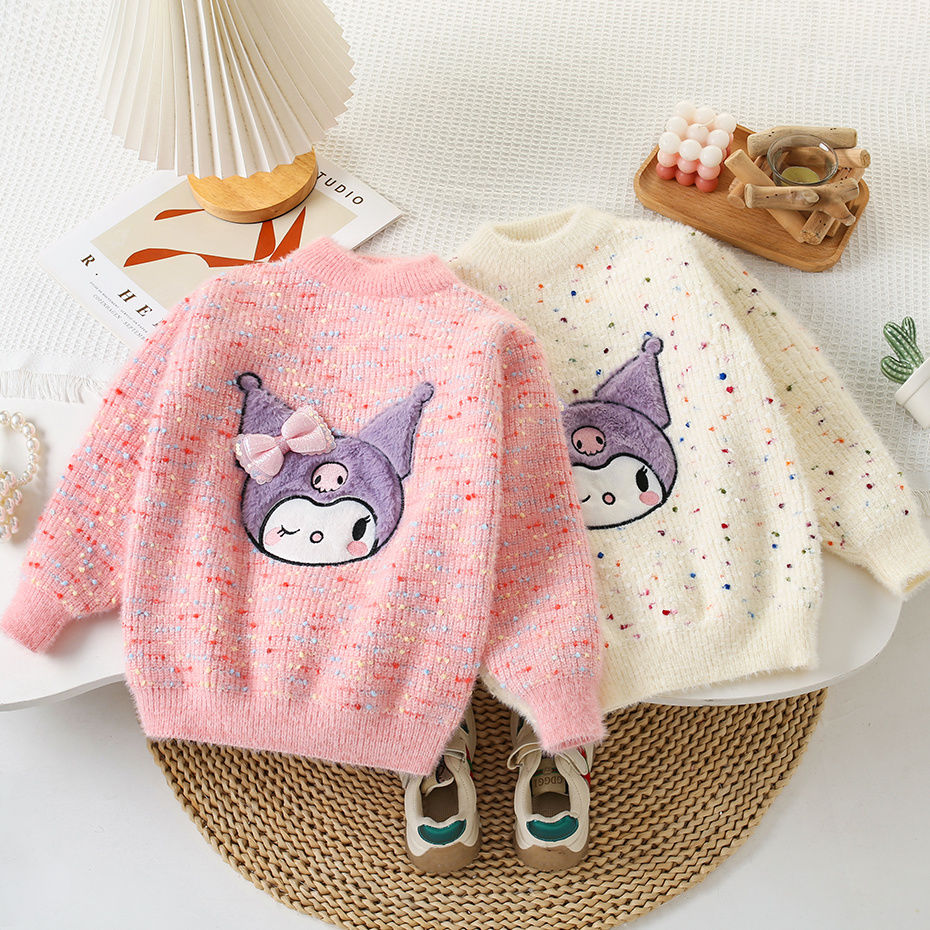 品巴拉巴拉儿童冬季女童套头2024新款库洛米蝴蝶结加厚款水貂绒打