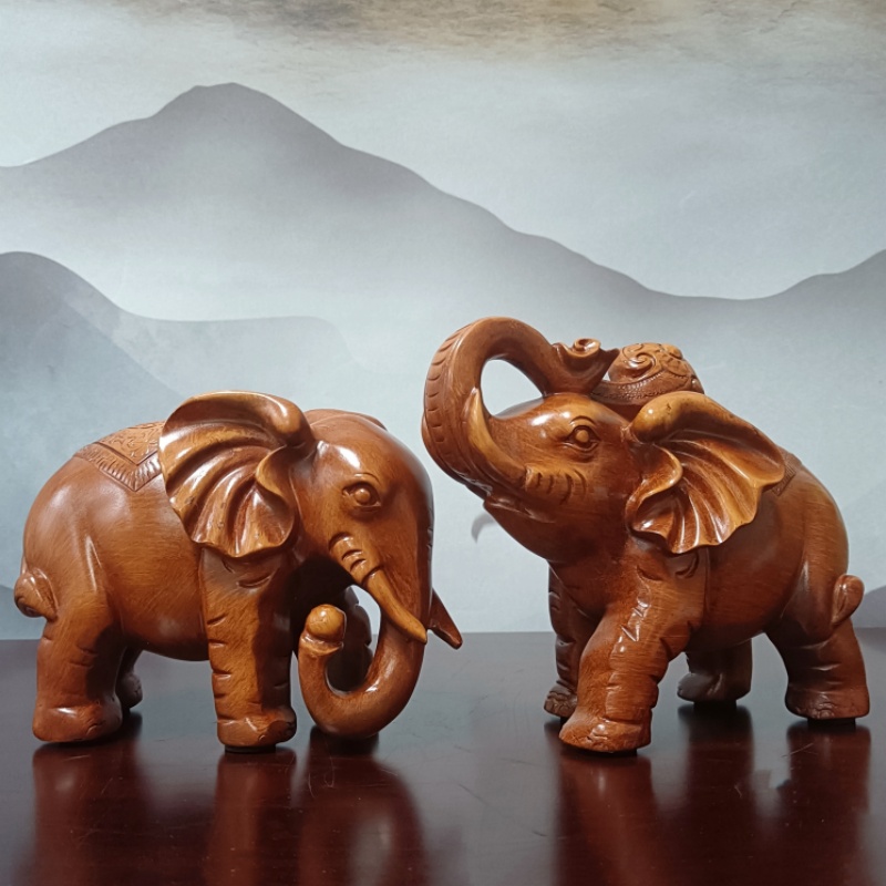 财富大象一对摆件工艺品吉象招财