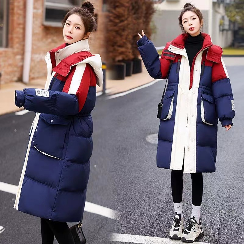 欧货羽绒服女长款2023冬季新款时尚小个子宽松连帽白鸭绒加厚外套