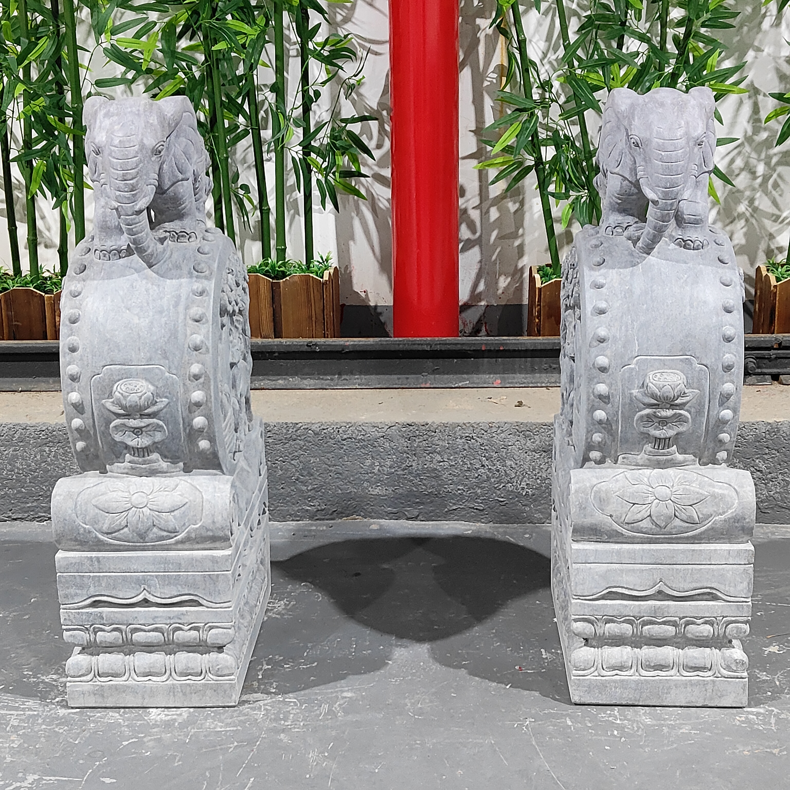 （聚达精选）福禄双全小象抱鼓石门鼓，材质青石，包邮不含卸货和摆放