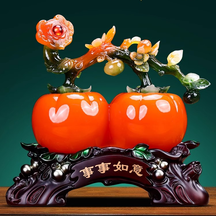 事事如意平安如意苹果摆件乔迁新居礼物客厅玄关电视柜柿子装饰品
