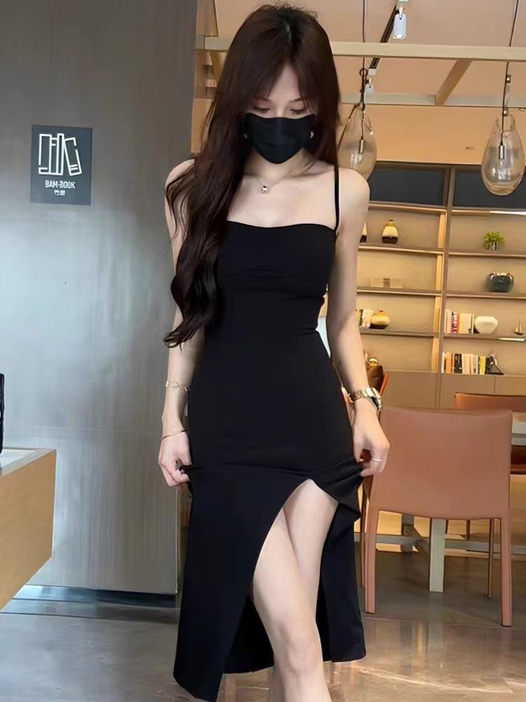 辣妹开叉吊带连衣裙新款收腰显瘦气质性感包臀裙