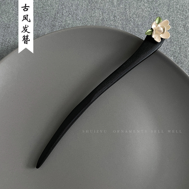 中式盘发钗子木质发簪古风女夏天木簪子简约现代配旗袍高级感发钗
