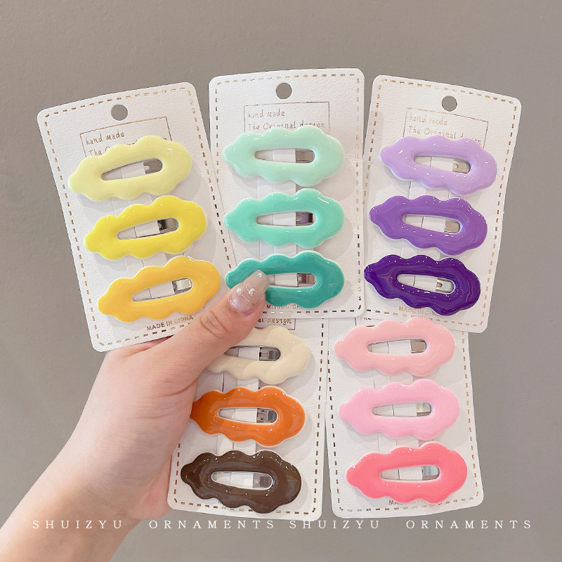 糖果色云朵发夹女边夹发饰侧边碎发神器bb夹前额刘海发卡夹子头饰