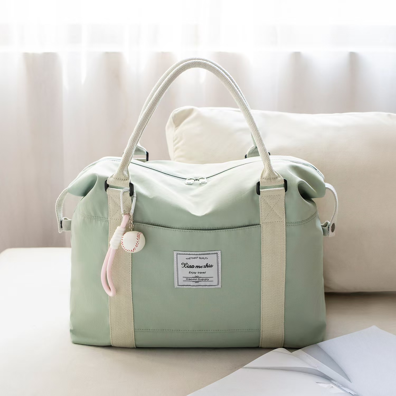 旅行包女大容量手提行李袋短途出差包套拉杆登机包尼龙收纳待产包