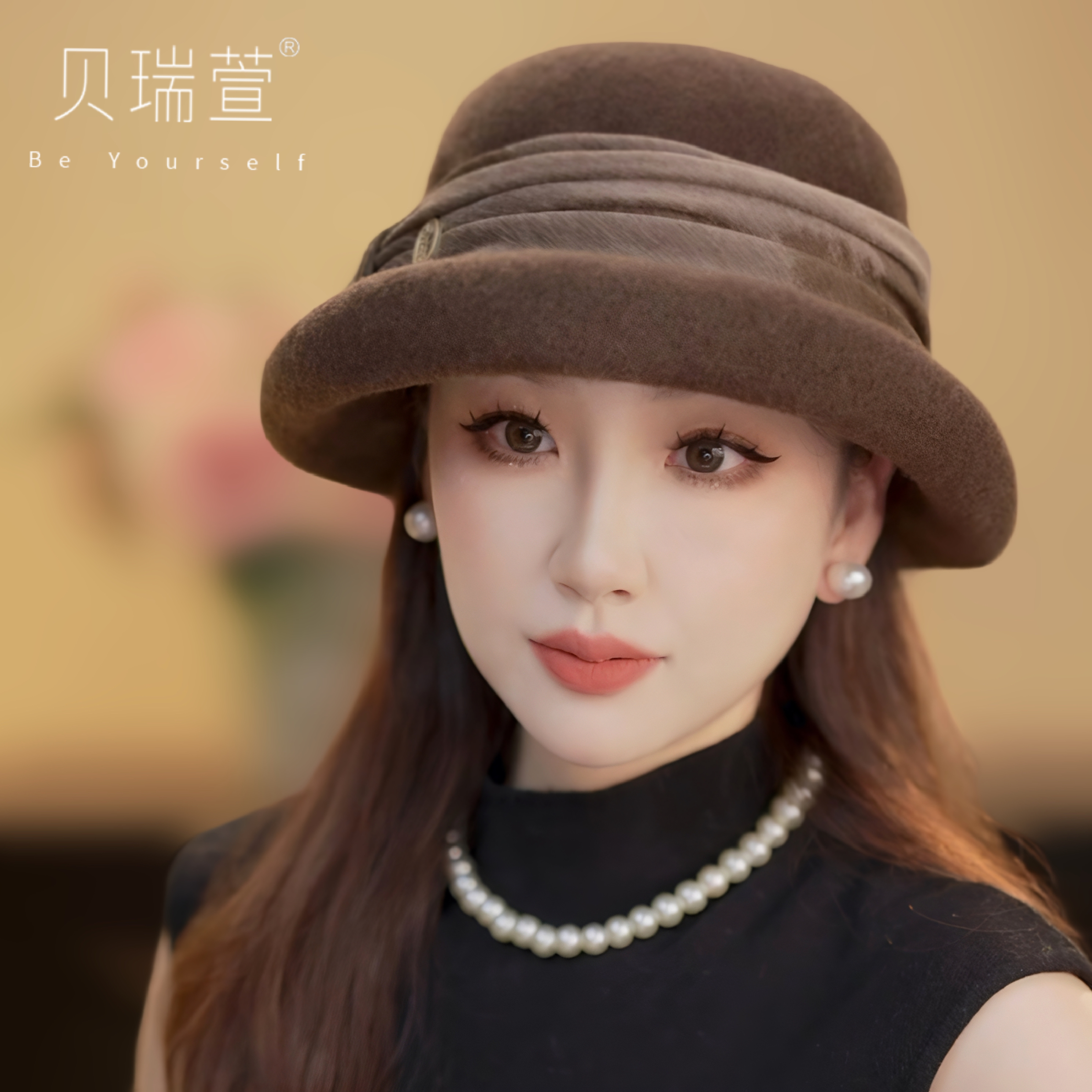 MZ052赫本风羊毛呢贝雷帽画家帽贵妇名媛秋冬盆帽礼帽