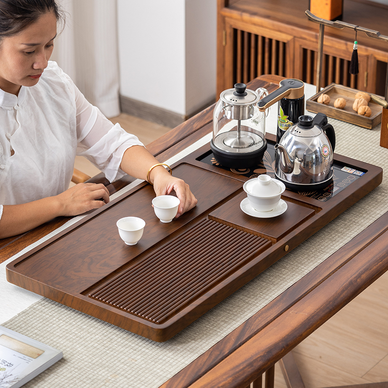 茶盘实木家用电木款整块办公室排水茶具全自动茶台烧水壶一体