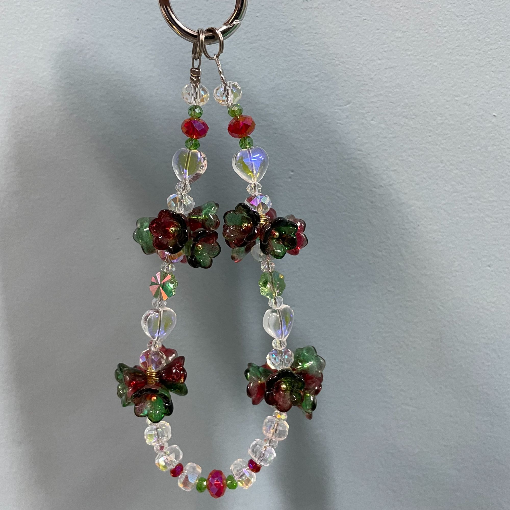 红绿色花簇款手机链H100