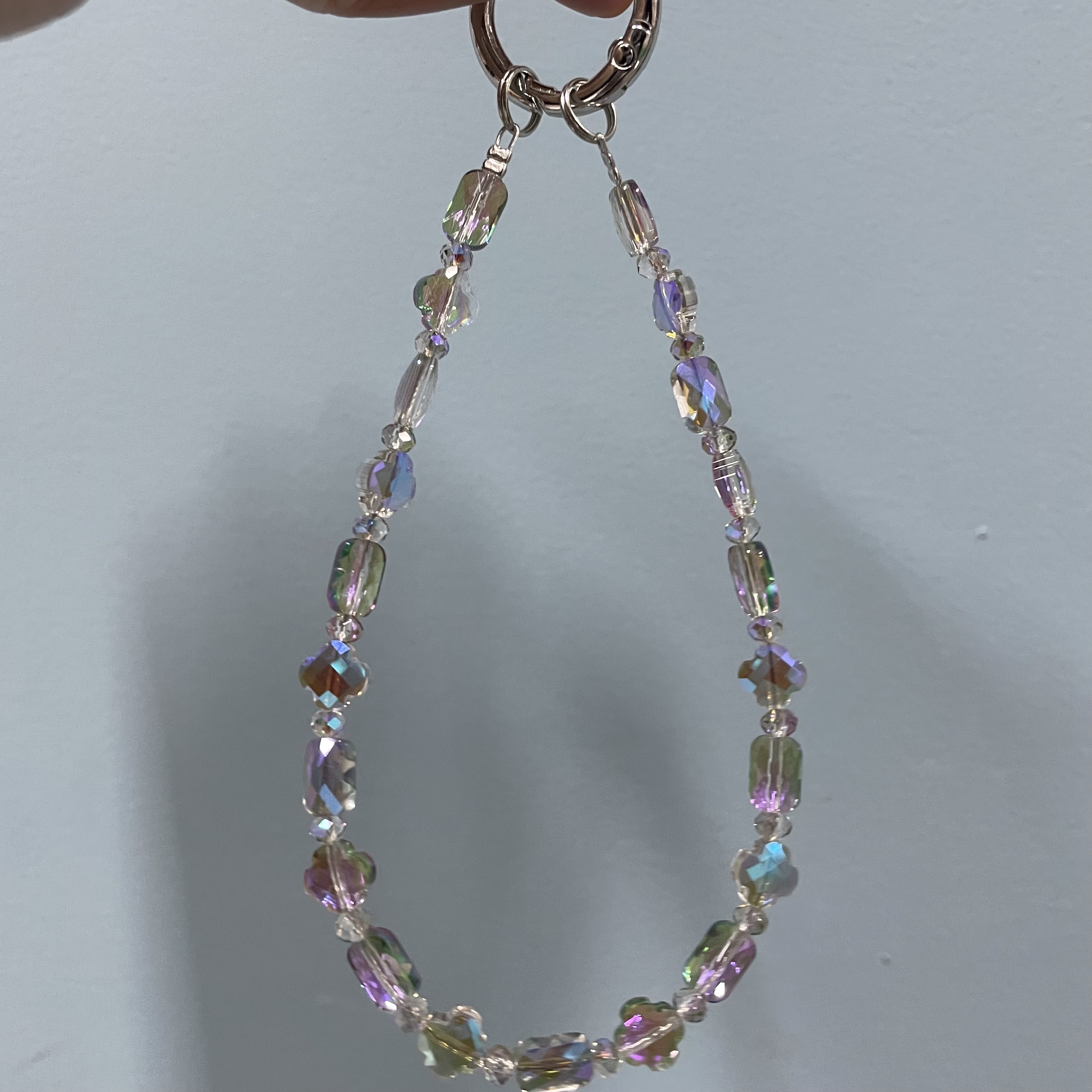 魅影紫四叶草方珠手机链H148