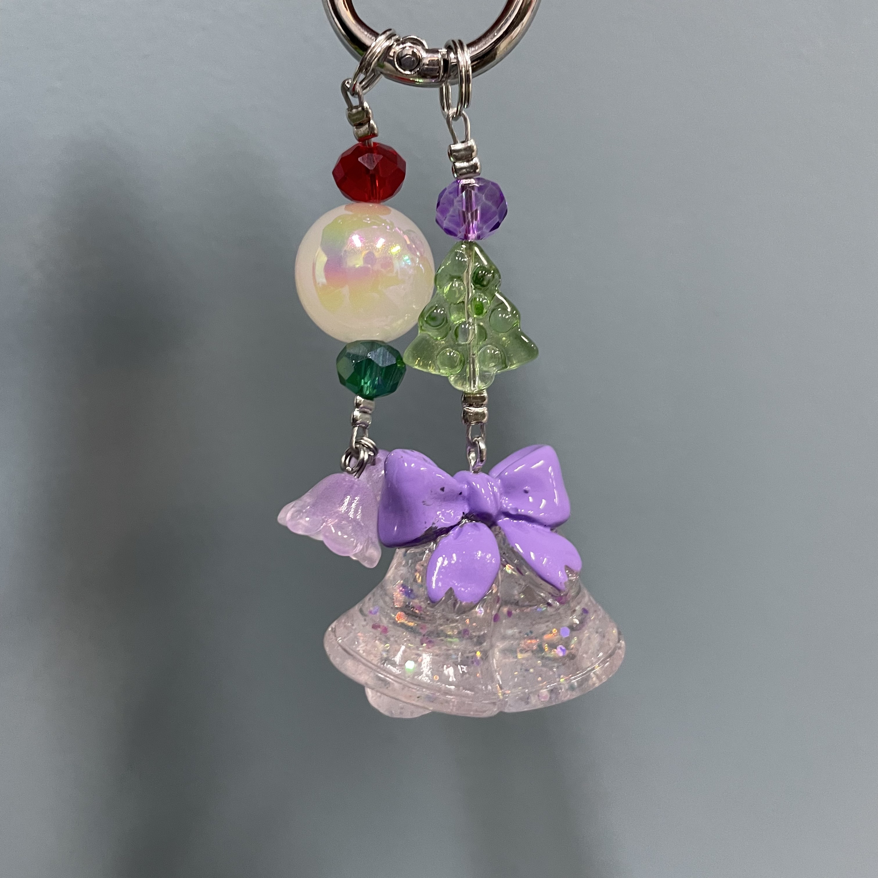 夜光紫色圣诞铃铛手机坠D575