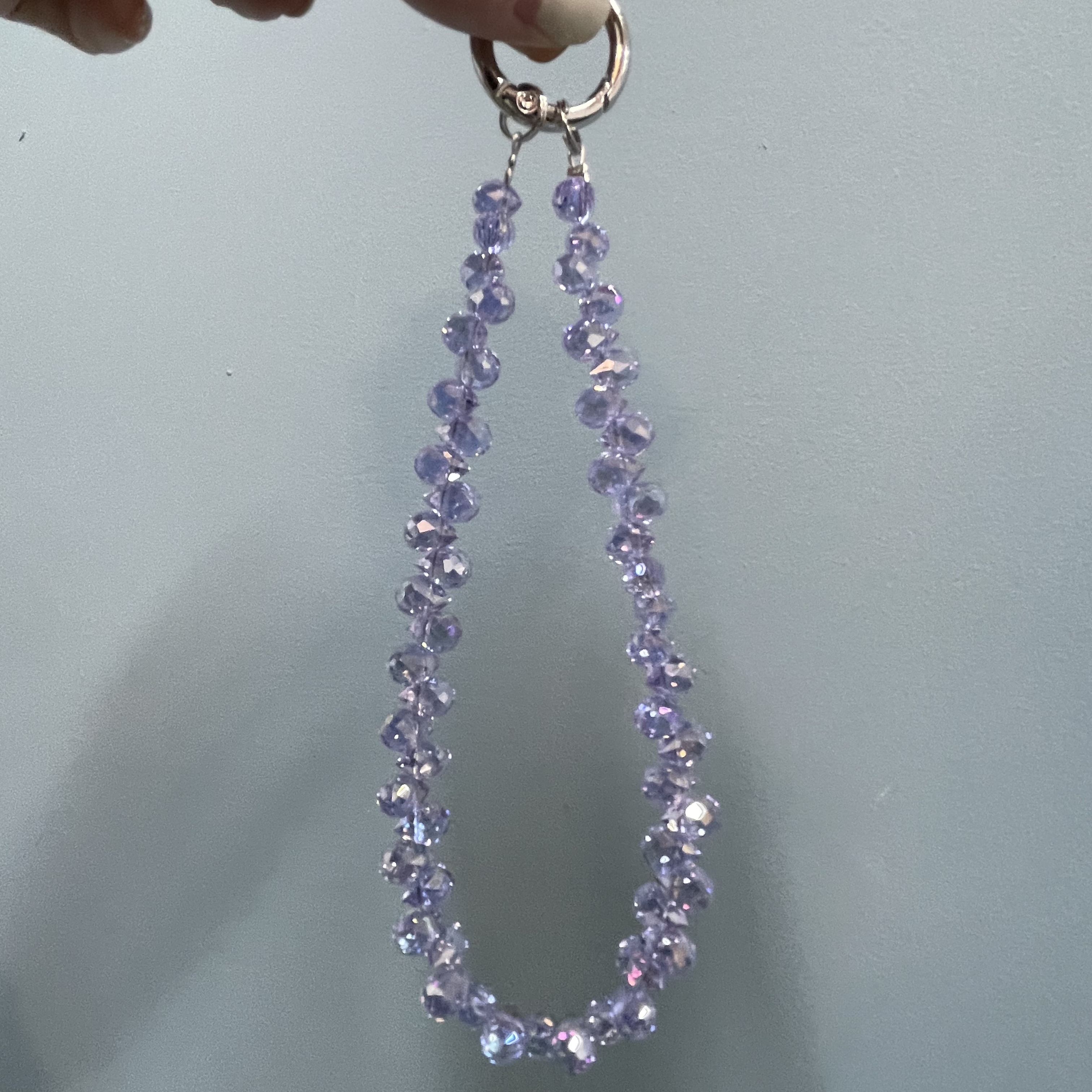 紫色双排水滴珠手机链H160