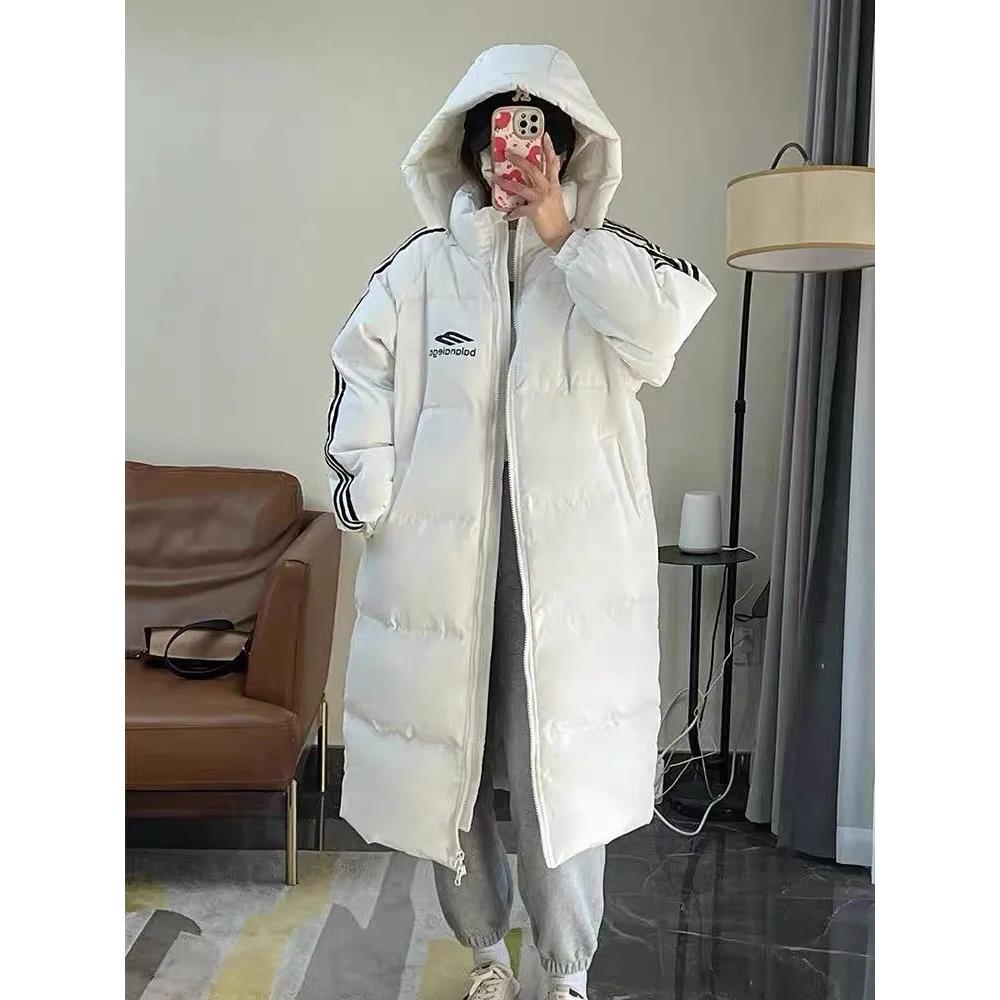 鸭鸭羽绒服服女季装中长款连帽新款加厚韩版宽松羽绒服面包服保