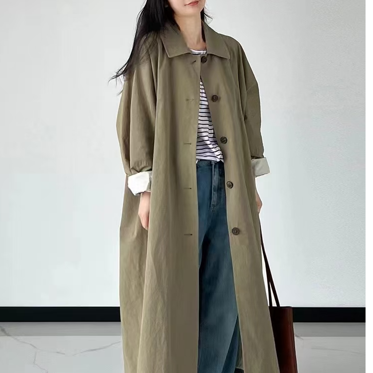 中长款风衣外套宽松春秋长款新款高级小个子休闲流行大衣个性
