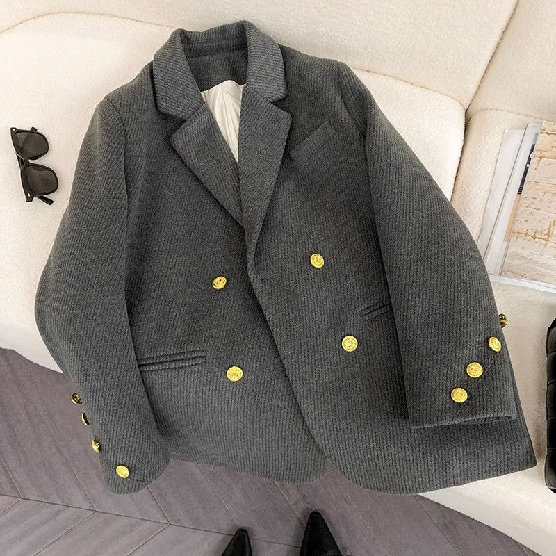 胖MM特大码斤小香风加厚夹棉西装外套女冬季宽松高级感小西服