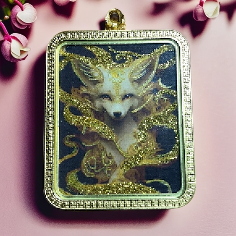 金狐真身唐卡撒金男女同款（手编绳）