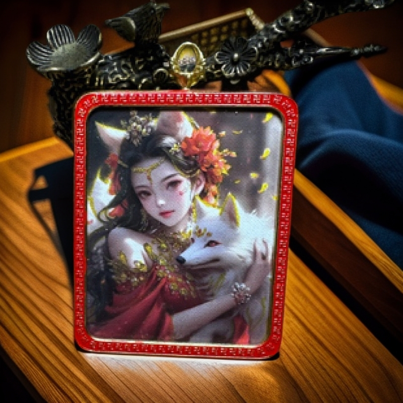 红狐娘娘唐卡吊坠（手编绳）