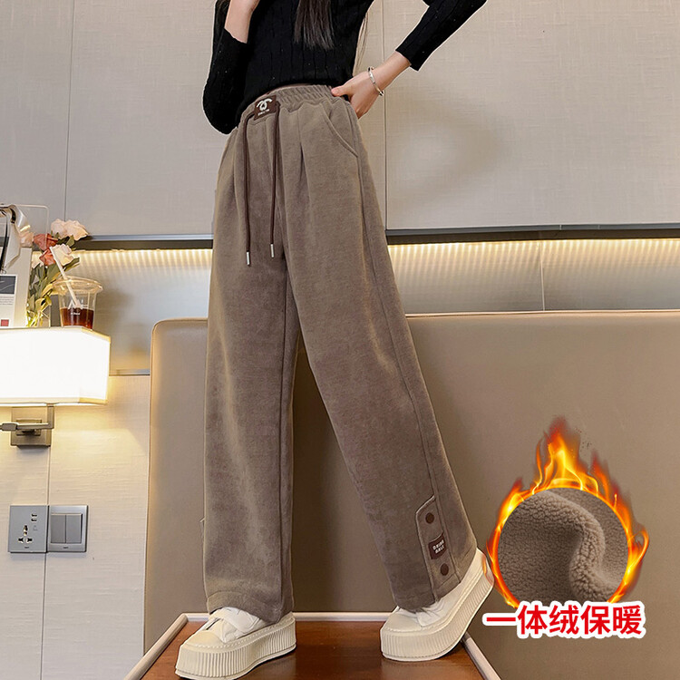 女童加厚裤子2023时尚休闲韩版洋气显瘦直筒宽松女孩中大童休闲裤