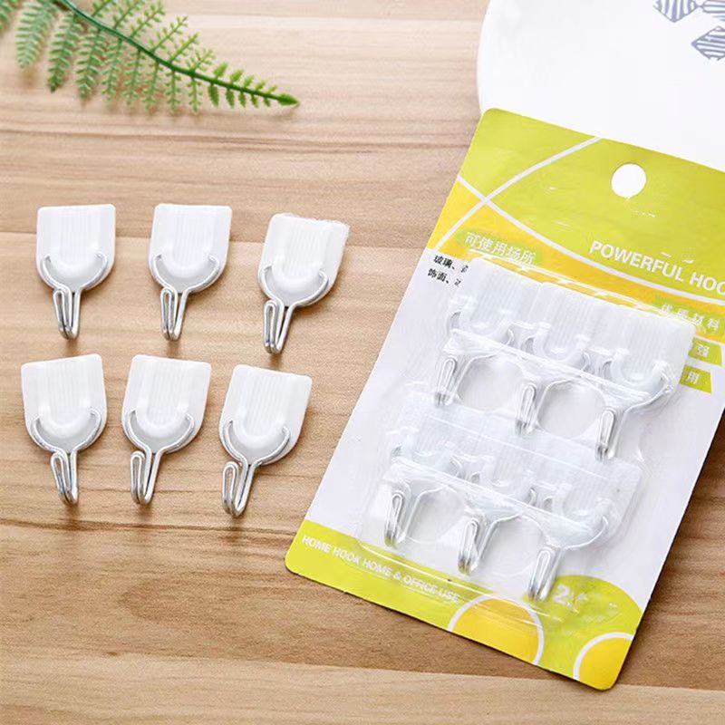 挂钩一卡6个 //（简约卫生间厨房毛巾挂钩免打孔塑料装饰挂钩粘钩）