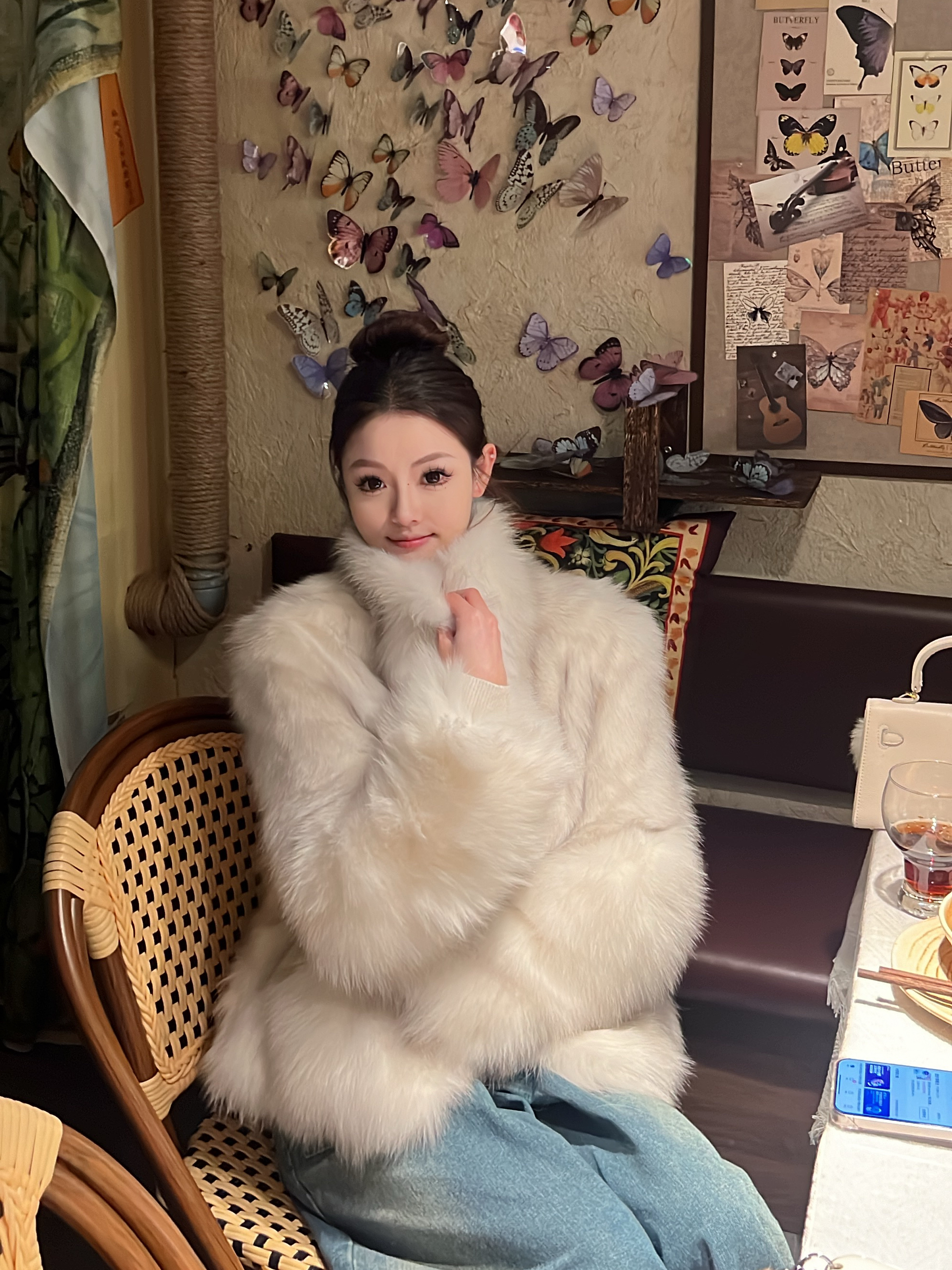 妍女侠Yan Nvxia“小步舞曲”可翻可立整皮狐狸毛腹毛保暖皮草外套