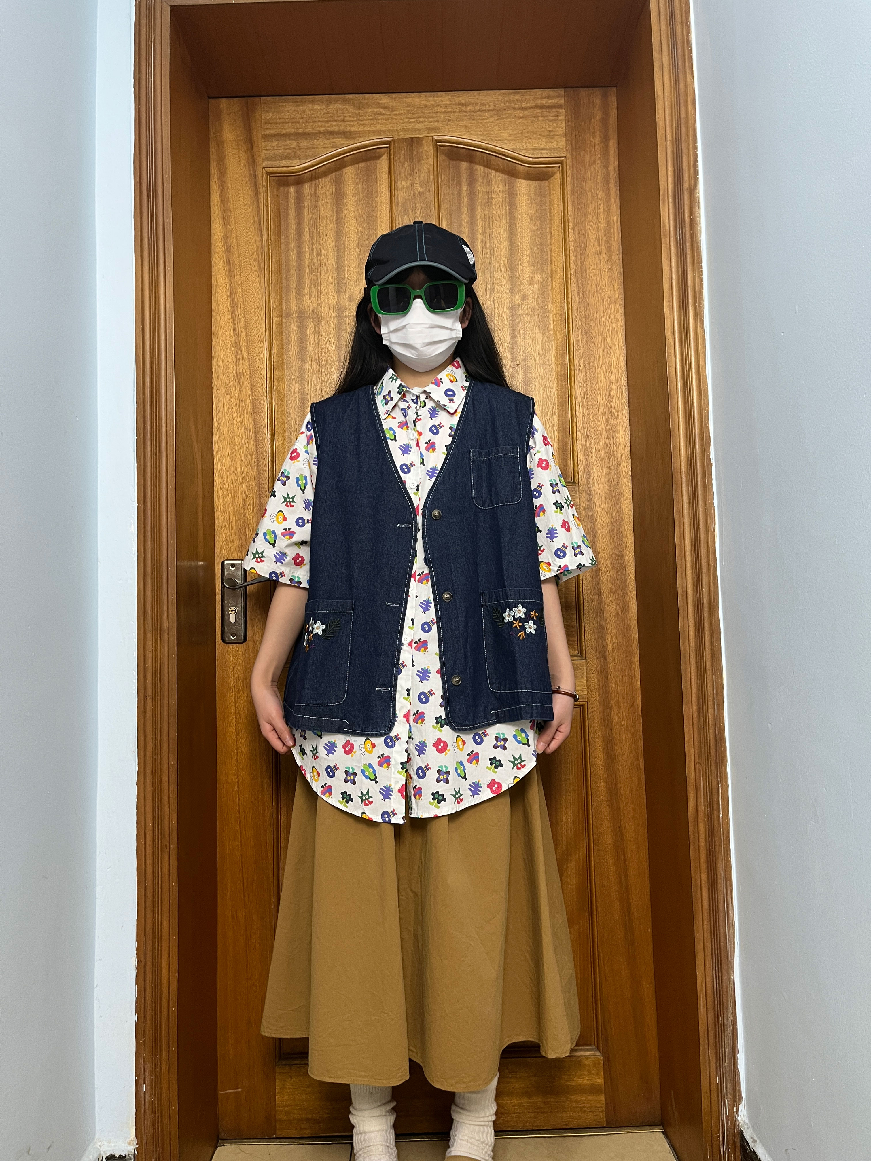 叁喜宽松显瘦印花休闲时尚夏季夏季百搭国风文艺大板衬衣女衬衫