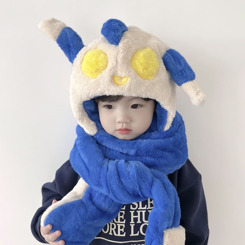 【加绒加厚】儿童帽子围脖一体帽男女童毛绒帽冬季卡通耳朵宝宝套