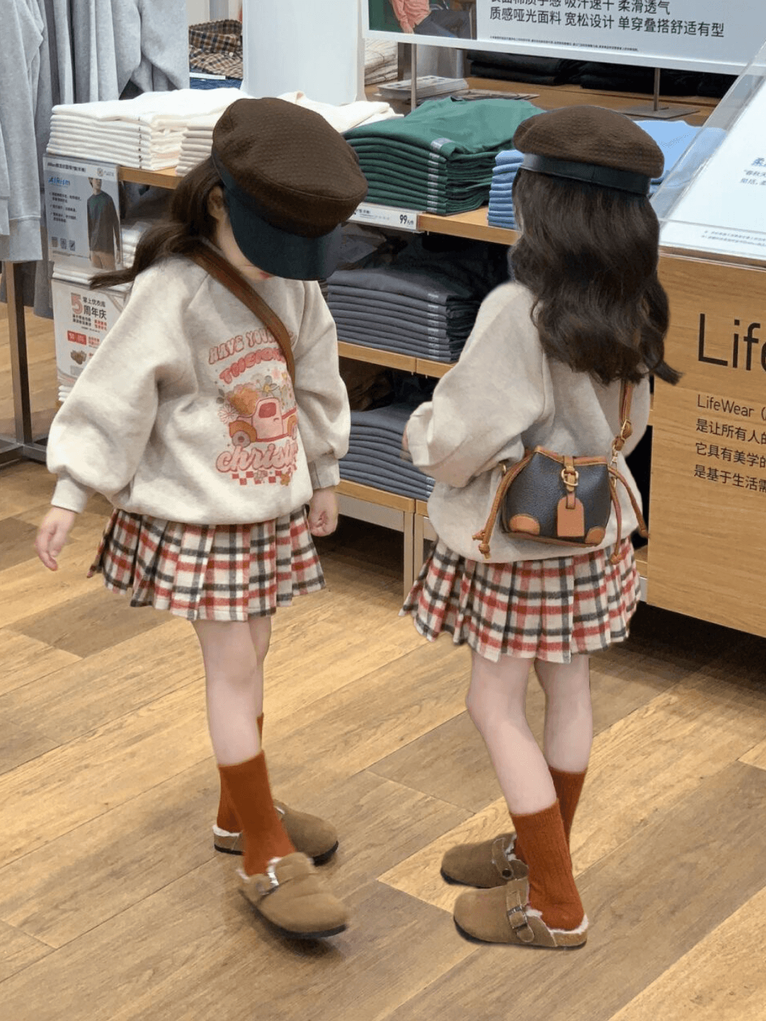 【小扬哥推荐】韩国儿童套装春秋印花加绒卫衣女童洋气时髦格子百