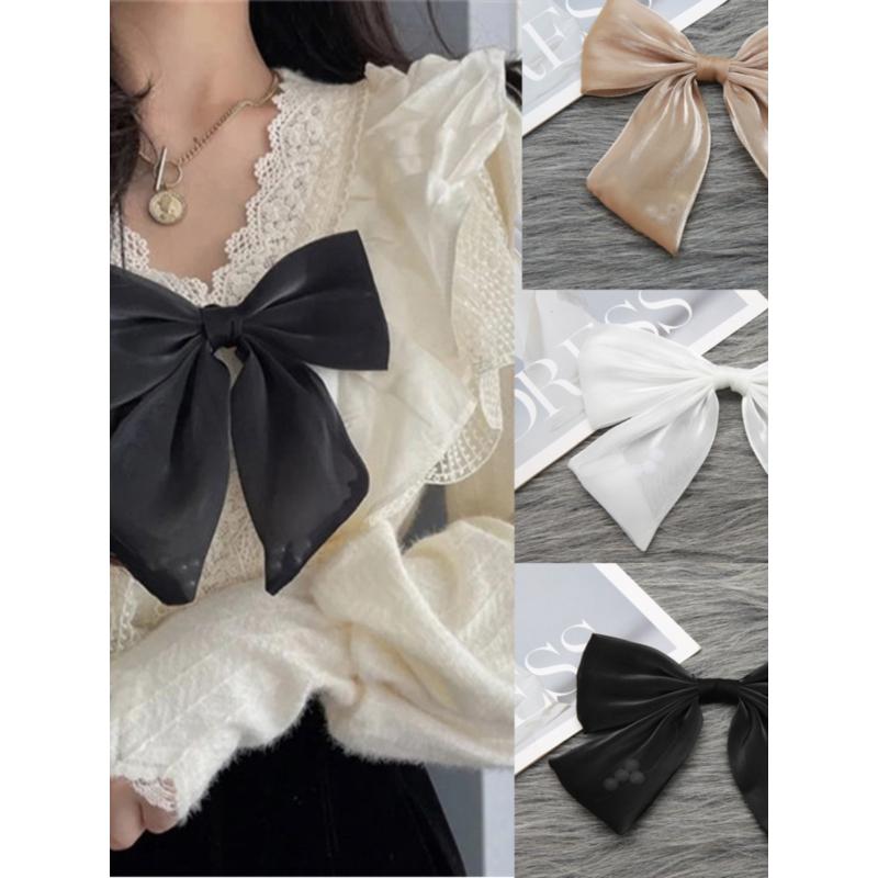 黑色欧根纱领花网纱蝴蝶结胸针领结女白色衣服别针配饰胸前装饰