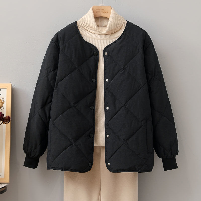 新款菱格轻薄羽绒服女短款2023冬季新款保暖内胆薄款小个子霏