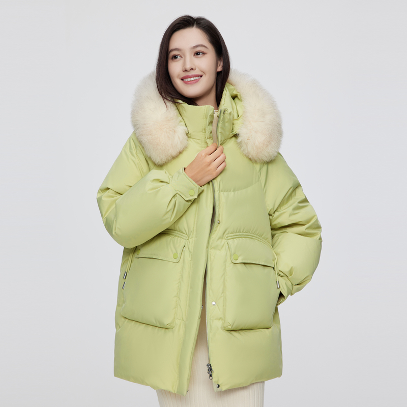 波司登羽绒冬季保暖加厚连帽时尚大毛领女士鸭绒狐狸毛羽绒服5268