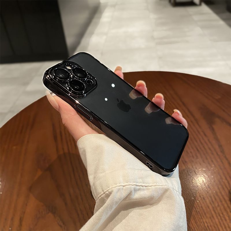 电镀透明13手机壳iPhone12Promax超薄男女新款11保护套镜头膜简约