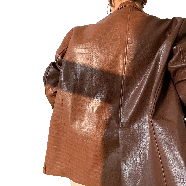 2025秋季新款港风西装皮衣高级感复古中长款宽松机车服夹克外套女