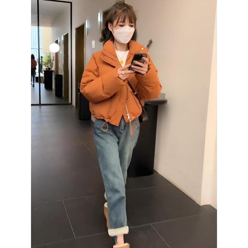 羽绒鹅绒服小个子韩系立领短款棉服秋冬新款感加厚棉衣外套