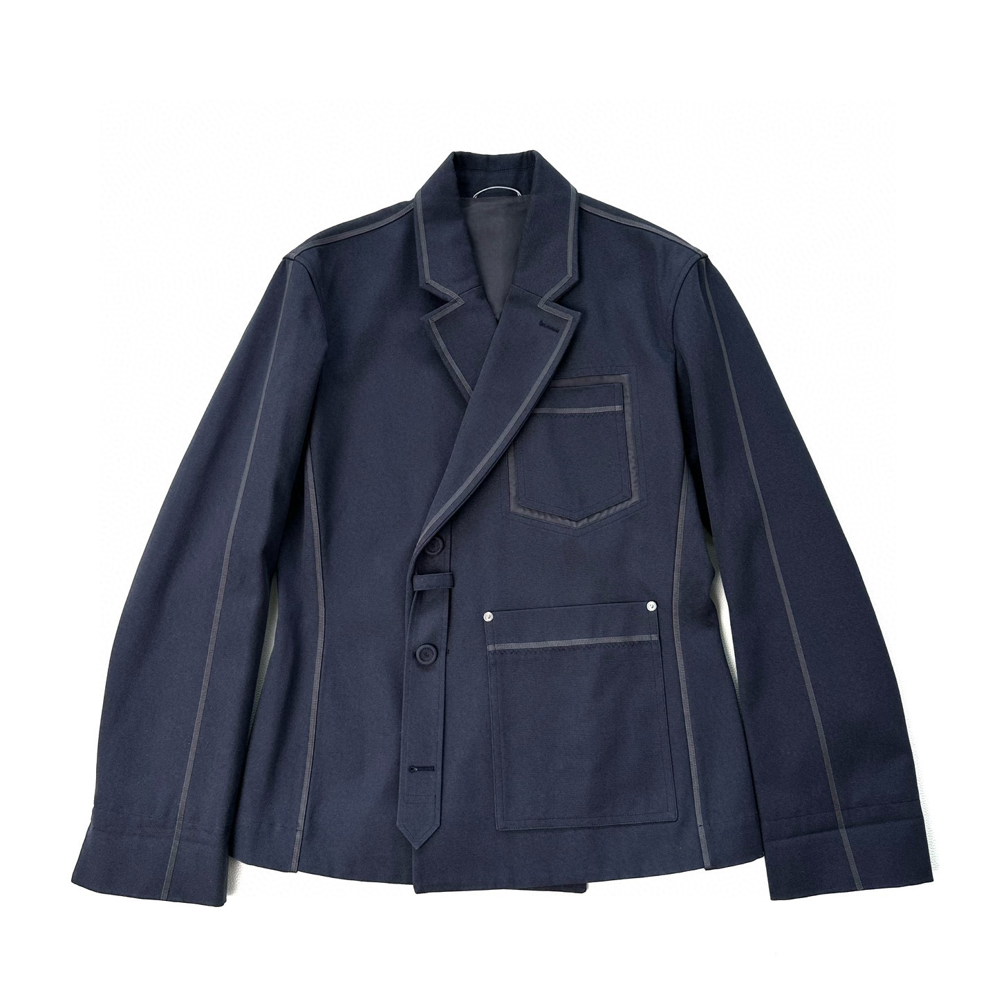 全新未使用 DIOR/迪奥 迪奥 男士深蓝色机能飘带时尚西服西装外套