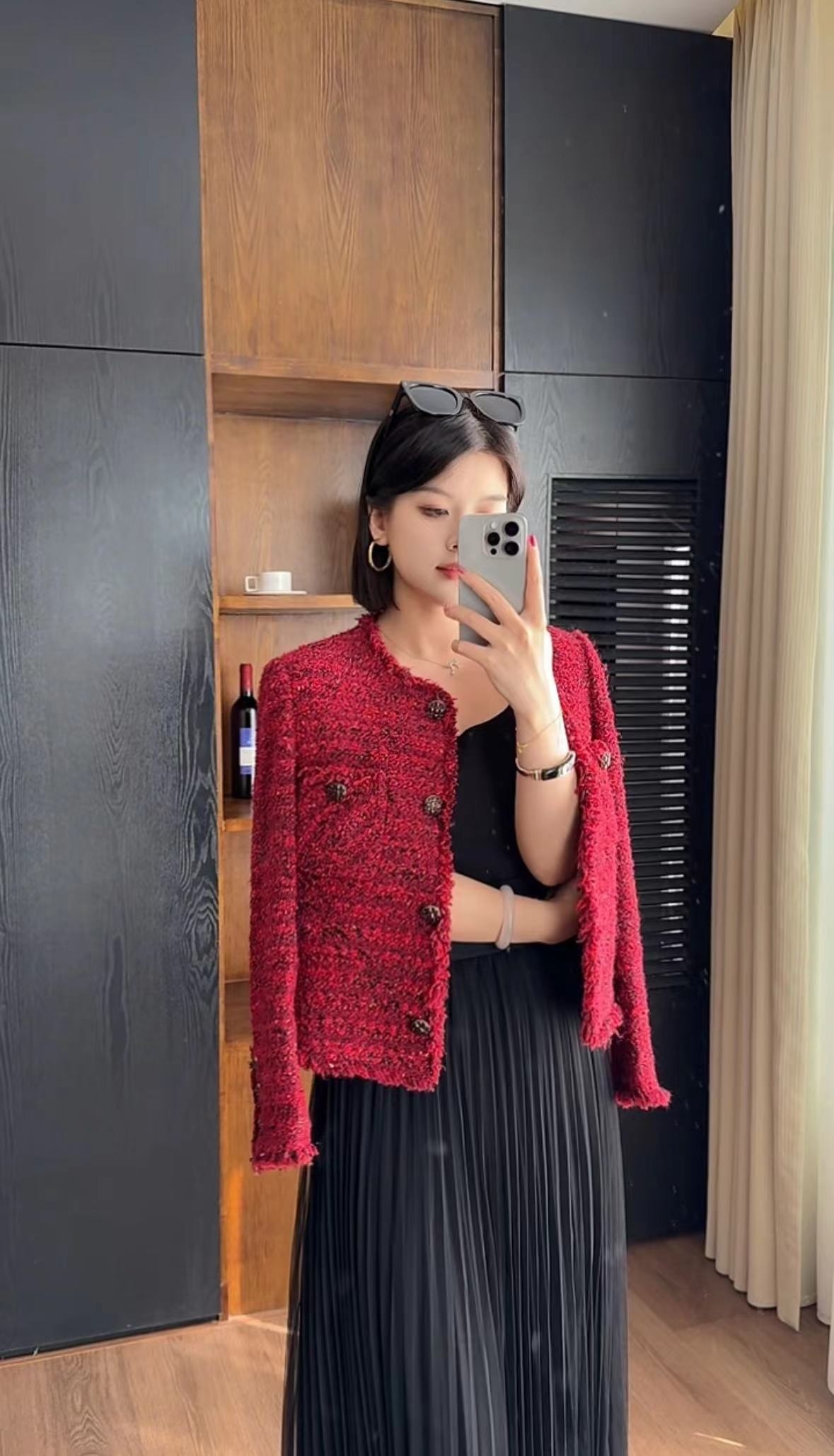 【小婷】【鸿运当头】MSSY美舒尚衣、上衣小香风气质轻奢红色春款83029