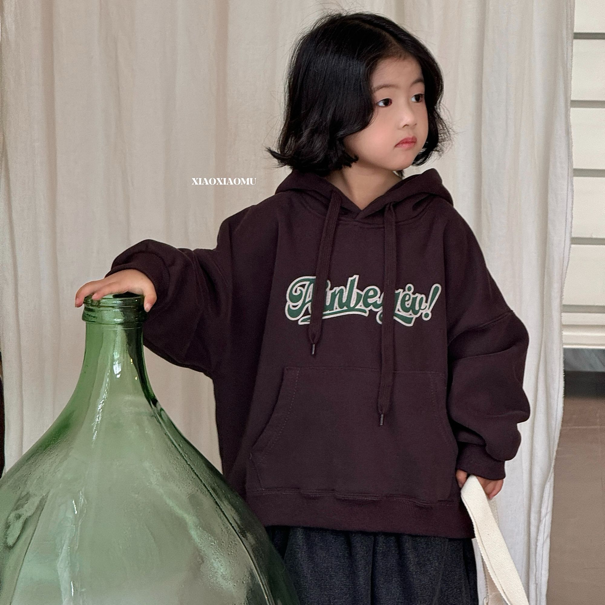 【现货】韩风连帽加绒卫衣 韩系儿童套头衫童装长袖撞色圆领宝