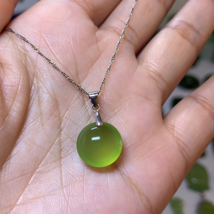 岫玉颈饰银S925镶嵌吊坠