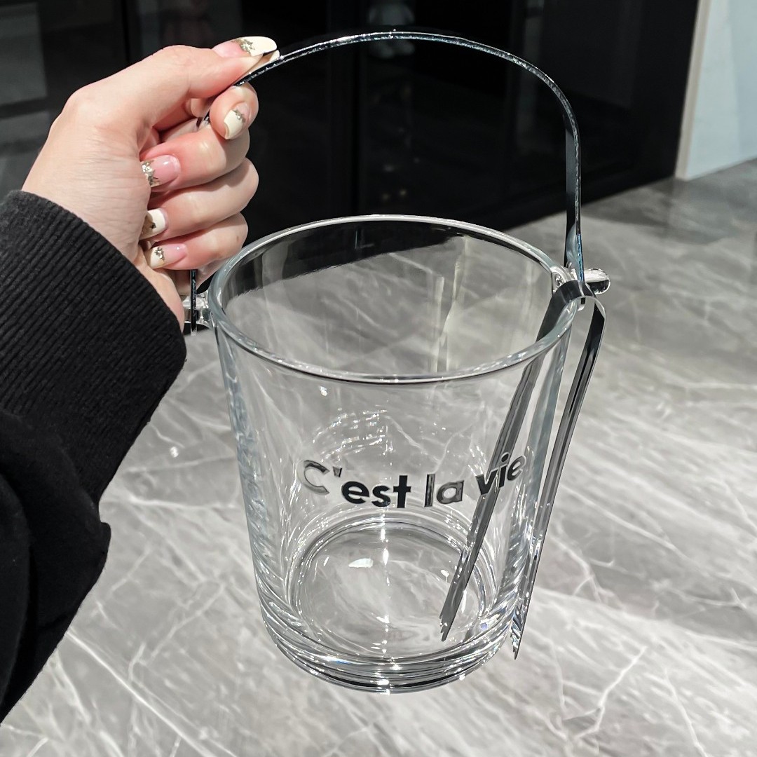 家用玻璃冰桶冰块桶高颜值手提网红水果西瓜桶香槟啤酒桶