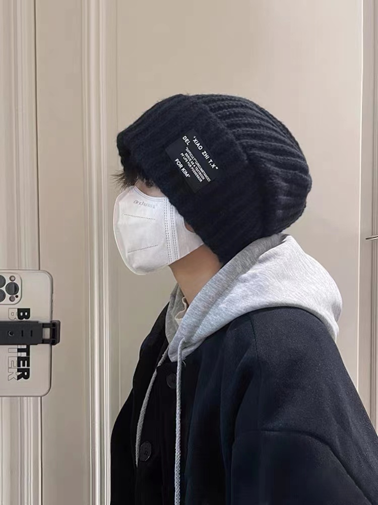 加大版黑色针织帽子男女冬天大头大脸百搭冷帽秋冬保暖包头毛线帽
