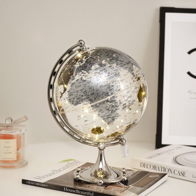 轻奢透明发光地球仪高清摆件客厅酒柜书柜桌面学生办公高档装饰品