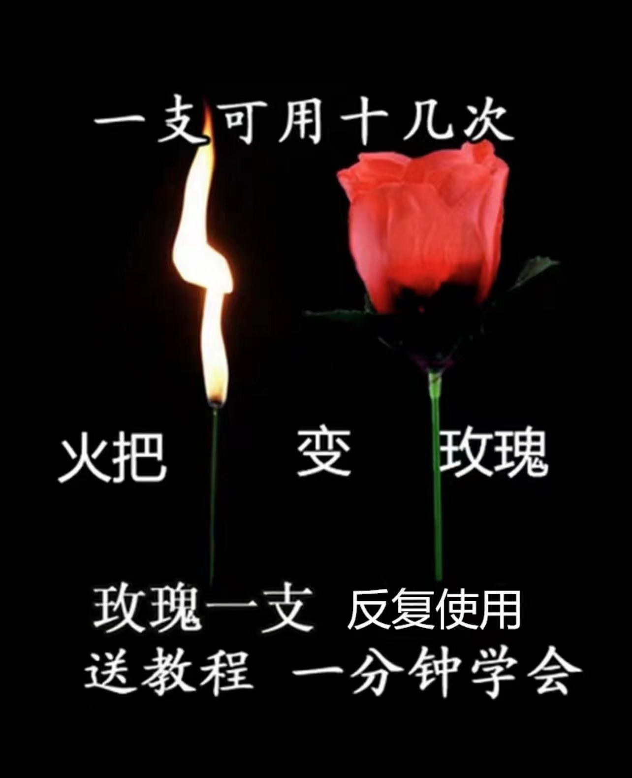 魔术火把玫瑰表白道具魔术表演道具火焰聚会浪漫火把变玫瑰爱情