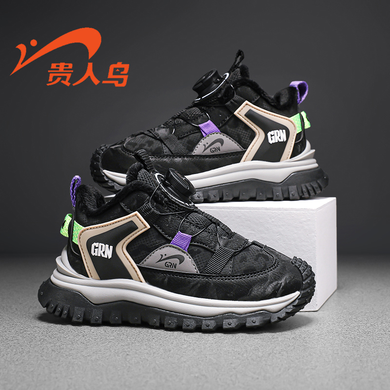 贵人鸟童鞋棉鞋加绒皮面中大童运动鞋GRN23182G/M-SQ