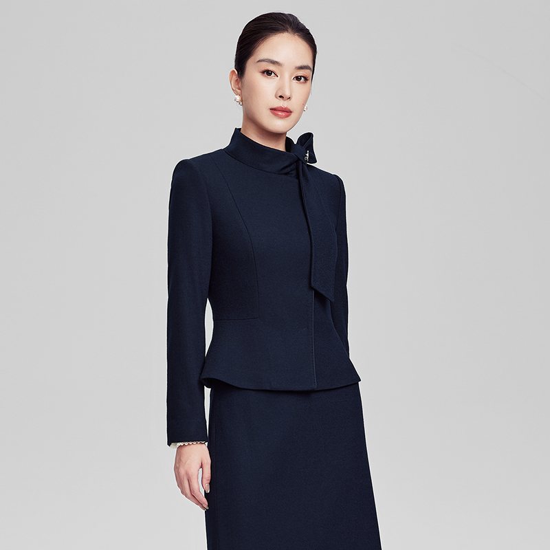 赢智尚冬季新款深藏蓝色短款外套女小个子优雅ZB00710