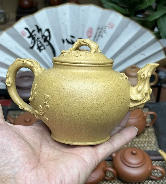 黄龙山黄金段泥纯手工笑樱壶莲子壶老壶四方壶梅报春壶400cc茶壶
