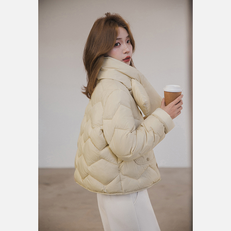 小谷粒羽绒棉服女短款2024冬季新款宽松可拆卸领小个子棉衣面包服