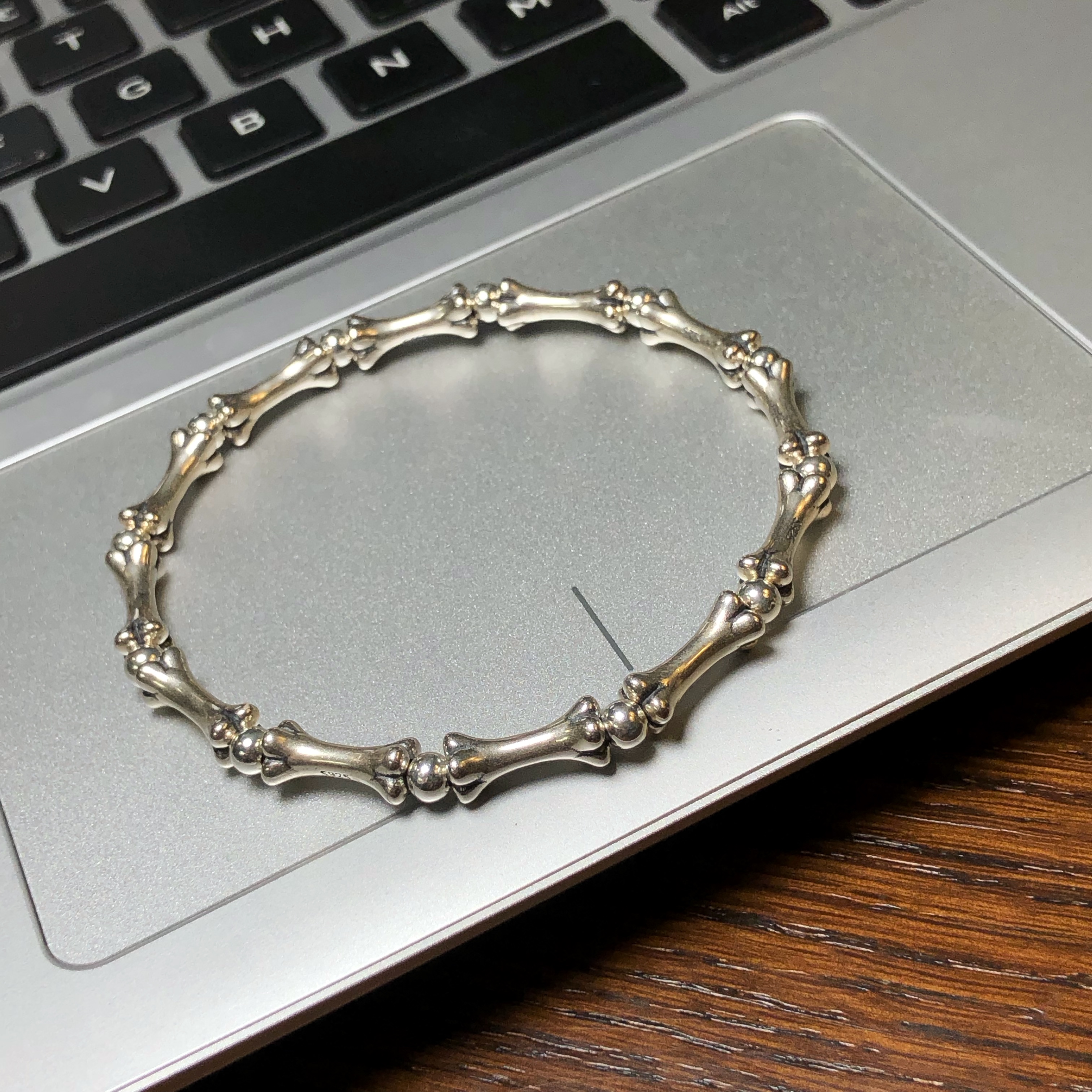 925银银制品 XT0412禧樘做个好银“骨”珠手串4.8mm