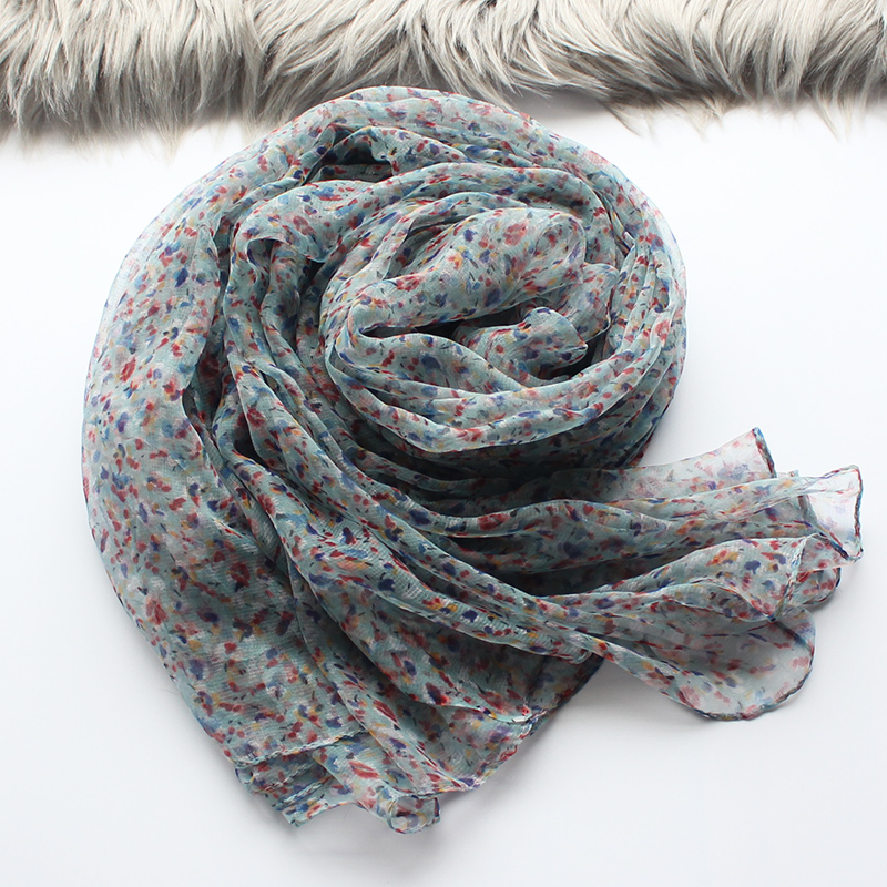 （蓝色满天星）杭州丝绸女士薄款纱巾女款爆款2025新款桑蚕丝丝巾