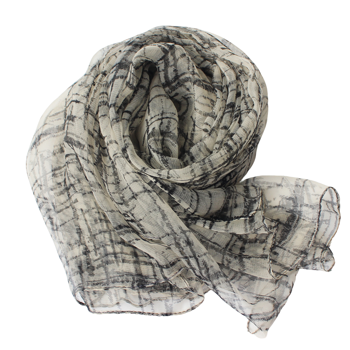 新款（迷雾格子）杭州丝绸纱巾女士围巾薄款春夏百搭洋气桑蚕丝丝巾