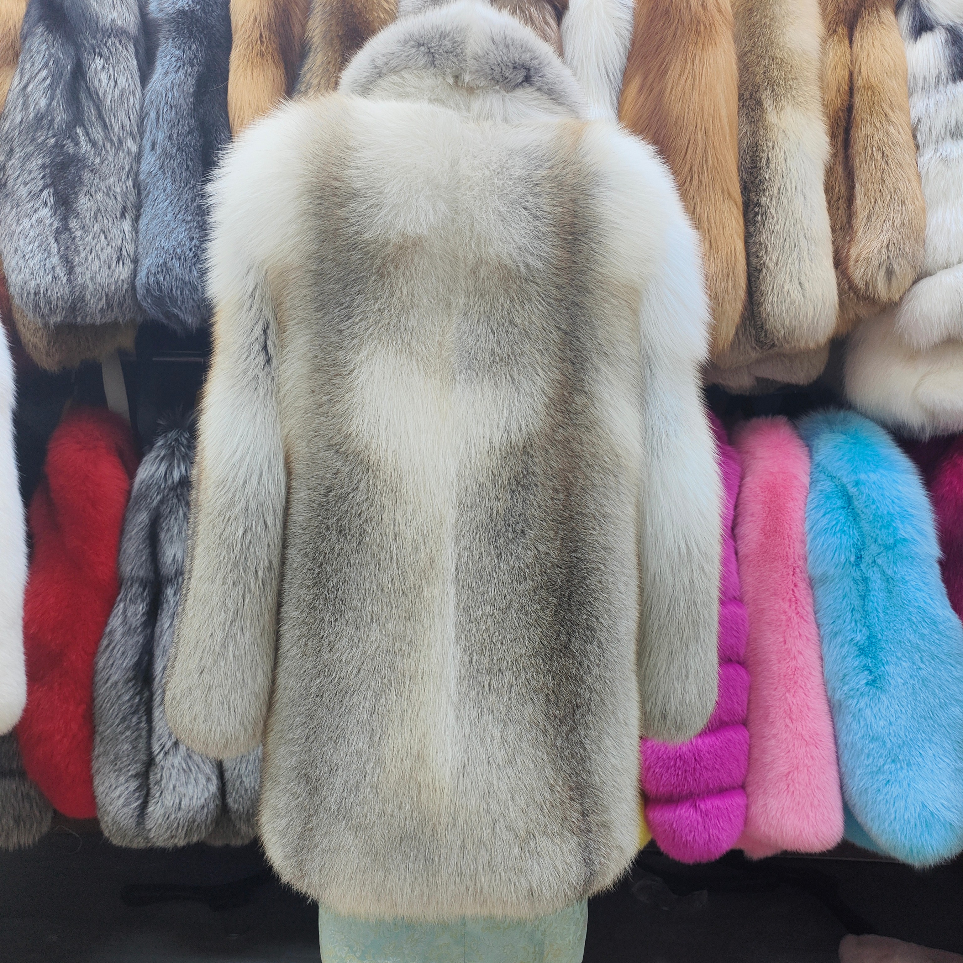 2进口稀有彩狐日晖狐原色新款双面领本色外套