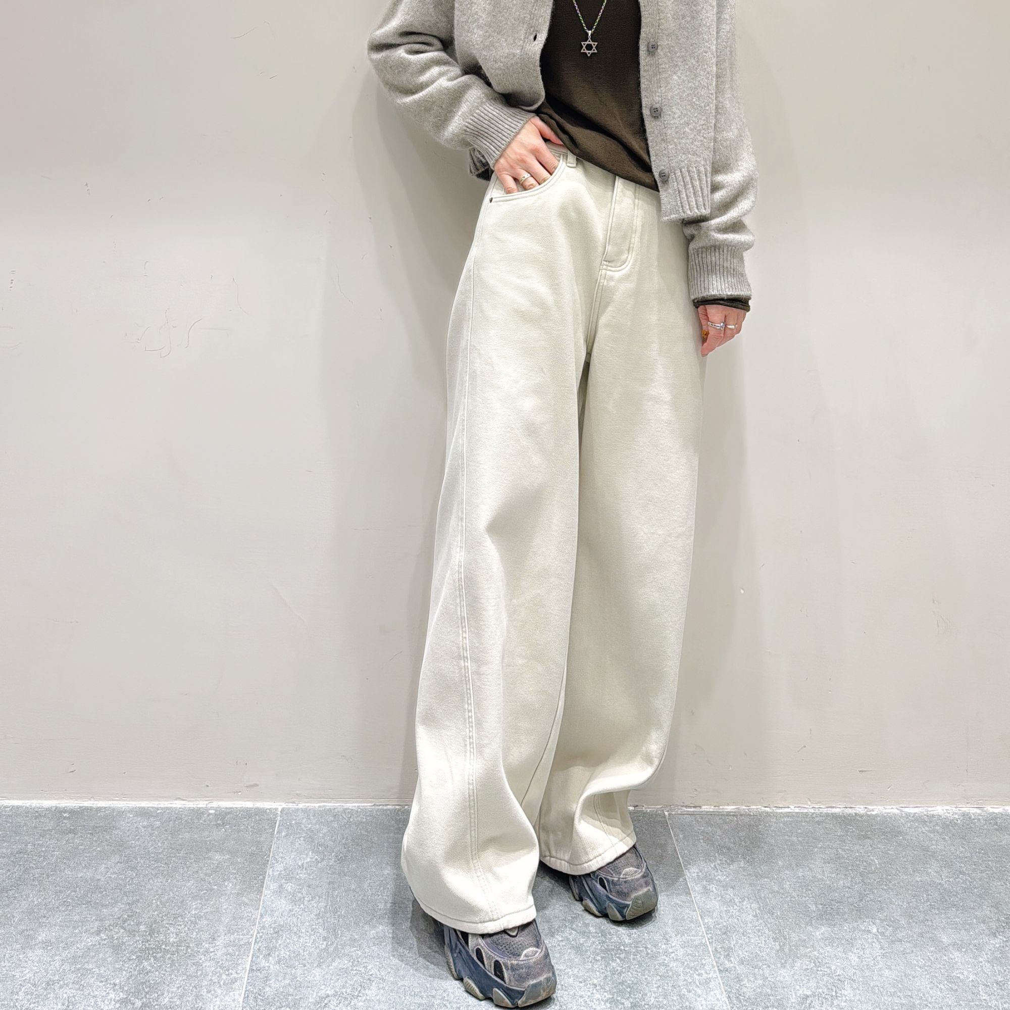 喜悦出品｜稻香｜韩版加绒复古色显瘦立体剪裁牛仔裤阔腿直筒裤