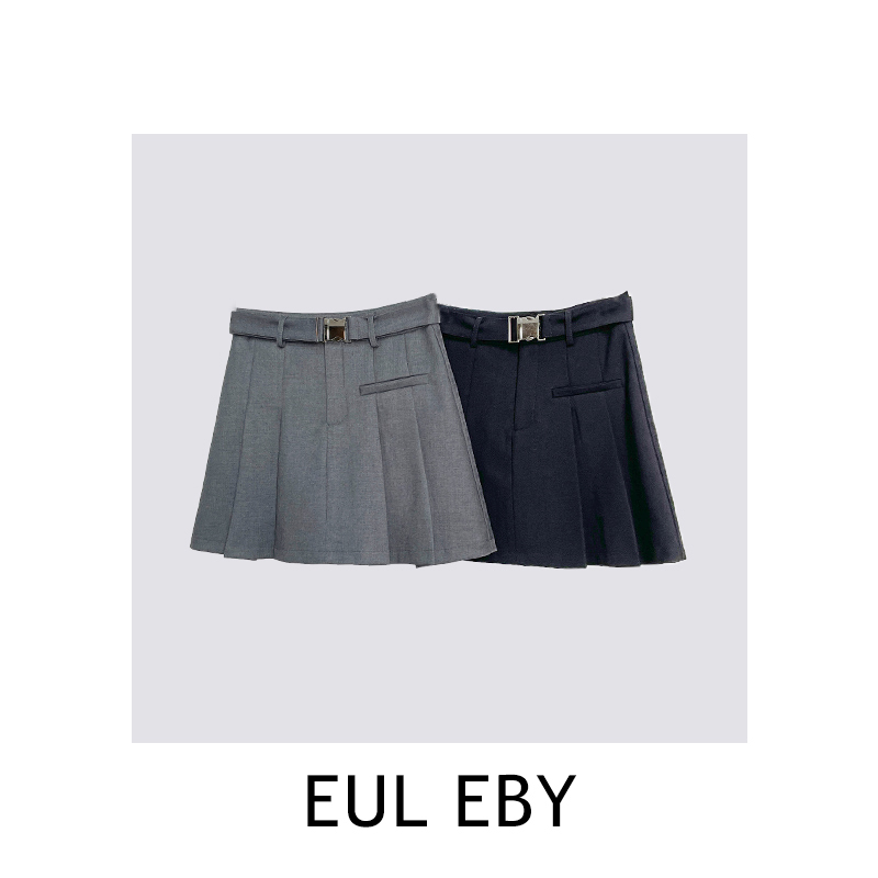 【清】金属腰带款百褶裙短裙101788#